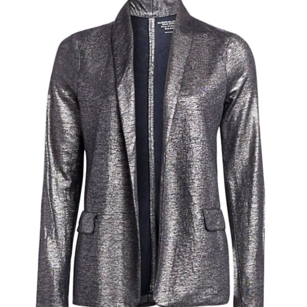 Majestic Filatures Metallic Black & Silver Blazer
